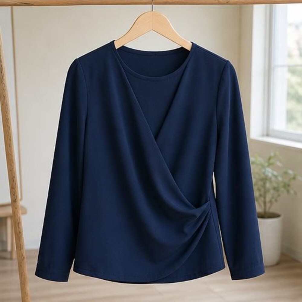 Navy Smocked Top